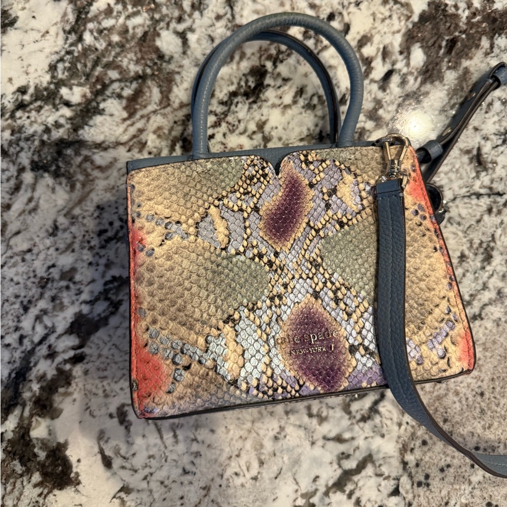STUNNINGKate Spade Blue and Purple Snake Print Satchel